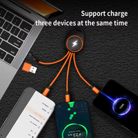 Kabel pengisi daya USB C ke Usb C, hadiah promosi kustom kabel USB portabel Mini Logo kustom kabel pengisian daya LED 4 dalam 1