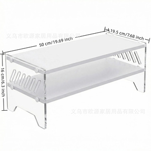 Soporte Elevador para Computadora de Escritorio, Doble Capa de Acrílico, Organizador de Almacenamiento para Teclado de Oficina, Tipo Rectangular - Product Image 2