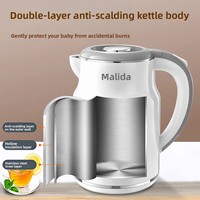 Ketel Listrik Stainless Steel 316 Berinsulasi Lapis Ganda Kapasitas 2L+ Kontrol Digital Mati Otomatis Untuk Penggunaan Mobil & Hotel