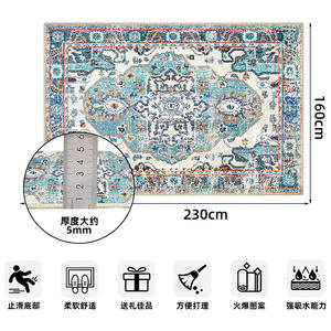 พรมเปอร์เซียทรงสี่เหลี่ยมผืนผ้า ลายเหรียญมีดัลลิออน ทำจากเส้นใยโพลีเอสเตอร์ ซักได้ ไม่ลื่น เหมาะสำหรับใช้ในบ้าน ห้องนั่งเล่น โซฟา ข้างเตียง - Product Image 3