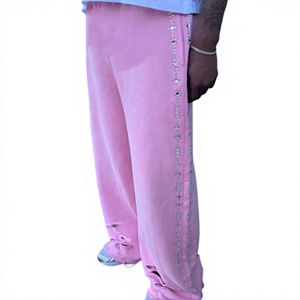 Pantalones Acampanados Personalizados para Hombre, de Algodón y Poliéster Grueso, con Cordón Bordado, Estilo Casual Urbano, Pierna Ancha, a la Moda - Product Image 6