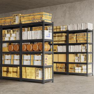 Estantería Ajustable sin Pernos de 4 Niveles, Estante de Almacenamiento de Acero al Carbono con Recubrimiento de Polvo Negro y Estantes de Madera - Product Image 4