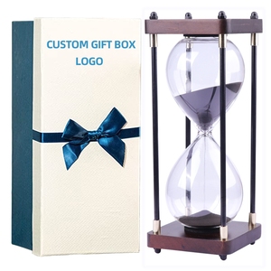 Modern Metal <b>Frame</b> Hourglass with Wooden Base Decorative Sand Timer for Living Room Office Desk - Product Image 6