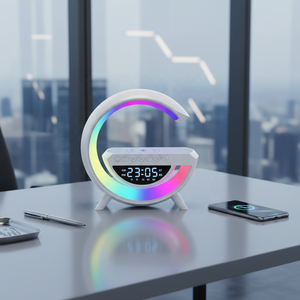 Creative <strong>Speaker</strong> &amp; Night Light Colorful, Smart, Multifunctional Desktop <strong>Speaker</strong> with Alarm Clock and Wireless Charging - Product Image 4