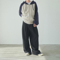 Cardigan à capuche zippé pour homme, tricoté, color block, oversize, patchwork, décontracté