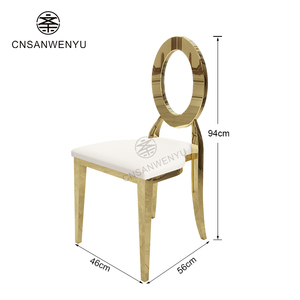 Chaise de banquet dorée haut de gamme à dossier <span class=keywords><strong>en</strong></span> O pour hôtel de luxe, réception de mariage, événement, salle à manger, mobilier commercial - Product Image 3