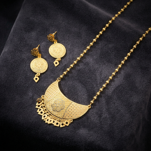 Wholesale 14K 18K 24K Gold Plated Long Fashion Necklaces Set Traditional Floral Design Jewelry Set Forming Long Necklaces Set - Product Image 4