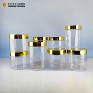 Nhựa Trong Suốt 100Ml-500Ml Jar Mạ Điện Vàng Bìa Kem Mỹ Phẩm Thức Ăn Vật Nuôi Kín Lưu Trữ Tank 250Ml 300Ml Có Sẵn - Product Image 1