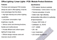Guoli Optoelectronics - Éclairage de bureau - Luminaires linéaires - Module LED PCB - 5000K blanc chaud - Dimmable - Indice de protection IP20 - Garantie de 3 ans - Ra80