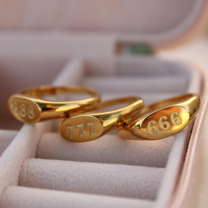 Élégant Unique <span class=keywords><strong>111</strong></span> à 999 Bague en acier inoxydable pour femme Étanche 18K PVD Creative Angel Number Bijoux de mode - Product Image 4