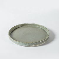 Vaisselle en céramique Wabi Sabi, bord irrégulier, gris mat, assiette ronde pour restaurant et table à manger à domicile