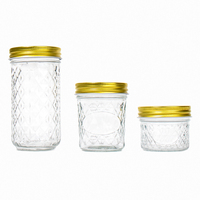 Grosir 100ml 350ml stoples kaca kaviar Jam madu bening dengan tutup logam