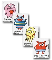 Stiker Perangko Pos Retro Karakter Kartun Vintage Kelas Satu AS, Perekat, Kertas Perangko Pos AS