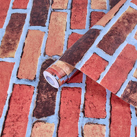 Papier peint adhésif 3d autocollant mural en vinyle, couleur brique rouge, livraison gratuite, rouleaux pour décor