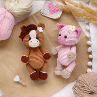 Poupée animale au crochet faite à la main, Amigurumi, cheval tricoté, cochon en peluche, jouet mignon fait main, poupée animale au crochet, cadeau, vente en gros, personnalisé
