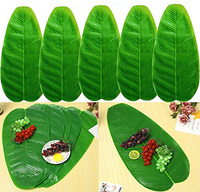 Aksesoris meja pernikahan grosir daun pisang tropis buatan untuk pesta Luau tema Pantai Hutan Hari Ibu Natal