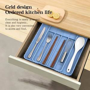 For <b>Plastic</b> Modern Minimalist Utensil Organizer <b>Drawer</b> Divider Tray Kitchen Multi-Functional Expandable <b>Storage</b> Box - Product Image 2