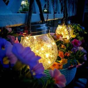 Solar Garden <b>Lights</b> Glass Jar 50 <b>Led</b> <b>Light</b> <b>Sensor</b> Hanging Outdoor Decor Waterproof Landscape Lighting - Product Image 2