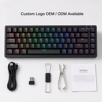 Clavier de jeu mécanique 68 touches, tri-mode, hot-swappable, RGB, sans fil 5.3, USB-C, compact, touches latérales imprimées, OEM