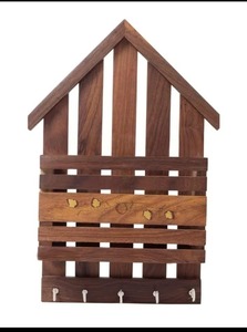 Porte-clés mural en bois vintage personnalisé avec logo, crochets réglables, découpe laser, durable et écologique – Prix usine - Product Image 3