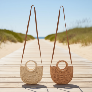 Petit sac en papier tissé semi-circulaire 26x23x6cm Sac à bandoulière - Product Image 2