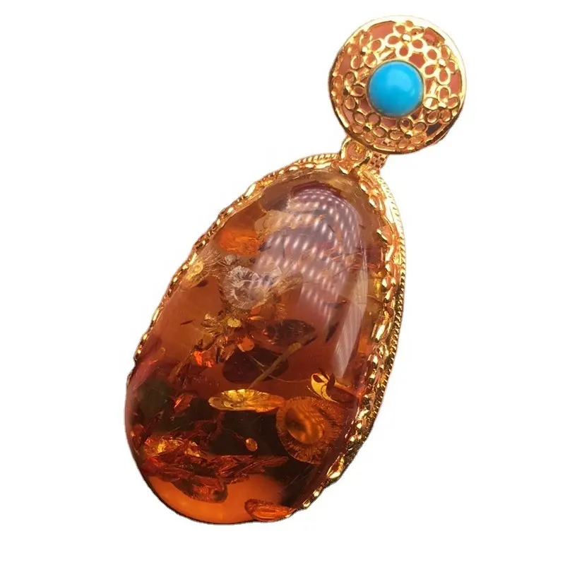 Honey Baltic amber pendant necklace modern amber necklace with teardrop gemstone Baltic Amber Necklace for Women