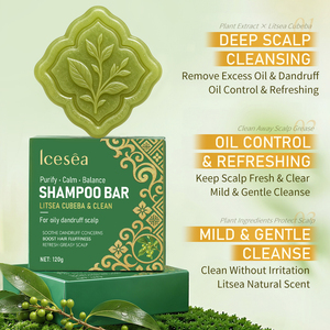 Barra de Champú Icesea 120g, Jabón Sólido Anticaspa con Litsea Cubeba para Cuero Cabelludo Graso - Product Image 3