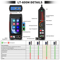 Probador de Cables Rsrteng LT-600M con DMM/OPM/VFL, Medidor de Longitud y Rastreador de Cables Hi-POE, Pantalla Táctil IPS de 4 Pulgadas, 3% de Precisión, 1 Año de Garantía