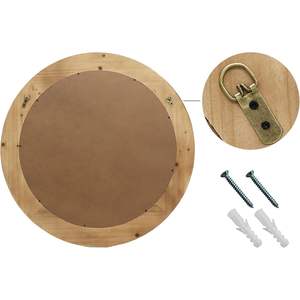 Parisloft 29.5 "รอบผนังกระจกกับกรอบแกะสลักบ้านไร่กระจกไม้วงกลมสำหรับห้องนั่งเล่น, ห้องนอน, ห้องครัว, - Product Image 5