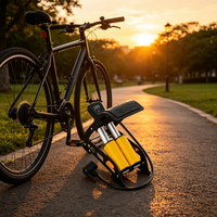 Gonfleur de pneus de vélo Worldcycle 100 PSI haute pression numérique à commande au pied, en aluminium, étanche, durable, compact, pliable, noir