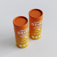 Emballage cylindrique en papier hermétique recyclable, matériau et épaisseur personnalisés pour les marques de compléments alimentaires