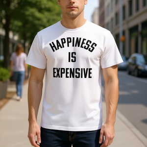 Camiseta Happiness Is Expensive, blanca, unisex, talla M para adultos - Product Image 2