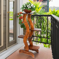 Support de fleurs d'intérieur en bois rustique à 2 niveaux pour les plantes du salon Pots en bois de qualité supérieure