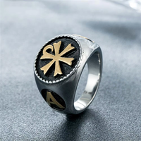 Norse Viking Vintage Acier Inoxydable Triangle Logo Anneau Nordique Viking Rune Boussole Ronde Chevalière Anneau pour Hommes