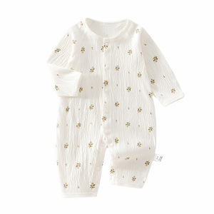 Mameluco de Manga Larga para Bebé, Algodón Ligero y Transpirable, Unisex, para Verano, con Estampado Floral Dorado - Product Image 5