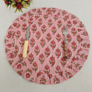 Napperons modernes en coton 100% réutilisables et jetables, imprimés à la main, motif floral réversible rose clair, pour banquets, maison, cuisine, mariage - Product Image 1