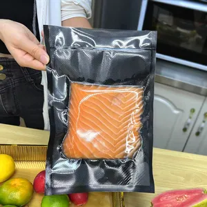 Fast Delivery Reusable Food Grade Embossed Plastic Packaging Vacuum Sealer Nylon Storage Custom Print Black Vacuum Seal Bag