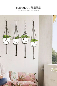 Colgador de plantas DP Boho para decoración del hogar, interior y exterior, con cuentas de madera negras, soporte para macetas, borlas, colgante para jardín. - Product Image 6
