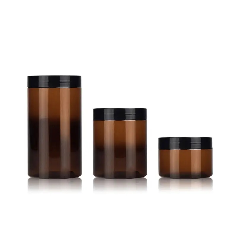 100Ml/250Ml/400Ml Best Verkopende Amber Plastic Cosmetische Jar Groothandel Huisdier Verpakking Gezicht Body Cream voedsel Pot Met Deksel