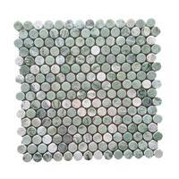 Carrelage Mosaïque Irrégulier Populaire en Marbre Vert Moyen Poli, Pierre Naturelle pour Mur et Sol de Cuisine et Salle de Bain