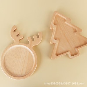 Bandeja navideña de madera con forma de reno, gorro de Papá Noel y árbol, bandeja de aperitivos de dibujos animados para decoraciones de fiestas navideñas - Product Image 3