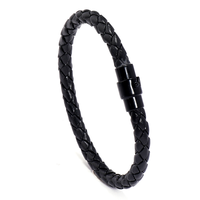 Bracelet en cuir tressé pour homme avec fermoir de sécurité en cuivre, bracelet en cuir tissé multicolore, bijou à porter au quotidien