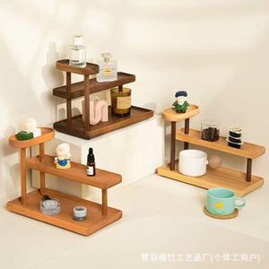 Solid Wood Three Tier <b>Desktop</b> <b>Shelf</b> For Cosmetics Perfume Jewelry Display Rack Natural Color 3 Floors - Product Image 3