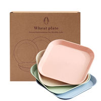 Vente chaude Assiette à dîner carrée en paille de blé écologique de 6 pouces Style nordique Petite assiette à mine 10 pièces