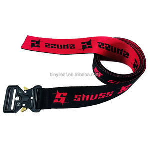 Cinturón de tela de lona de nailon ajustable con logotipo tejido personalizado de 3,8 CM al por mayor, cinturón de capeesh para patines de esquí Jacquard, cinturón con hebilla magnética para hombres - Product Image 2