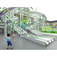 Centre de divertissement familial intérieur Aoleao Cyberpunk avec toboggan en spirale, trampoline, mur d'escalade, jeux interactifs, taille personnalisée pour centre commercial
