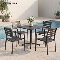 Ensemble de table à manger extérieure en aluminium extensible et réglable, mobilier de jardin commercial moderne en métal pour café