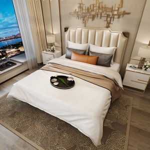 Francese italiano nuovo arrivo moderna <span class=keywords><strong>oro</strong></span> cornice rivestita di cuoio di lusso <span class=keywords><strong>letto</strong></span> king size <span class=keywords><strong>testata</strong></span> - Product Image 5