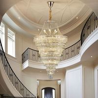 Lustre en cristal de luxe pour salon duplex, style moderne, décoration intérieure, or, long escalier, LED à intensité variable, garantie 3 ans, projet