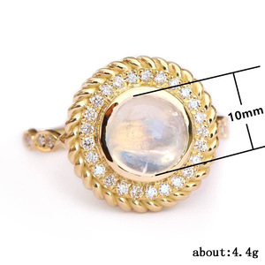 Anello Delicato con Pietra di Luna per Donne, Ispirazione Vintage, Micro Pavé, Elegante Gioiello da Dito alla Moda - Product Image 5